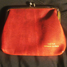Genuine Leather Kiss Lock Coin Purse Wallet, Brown, Women Classic Everyday
