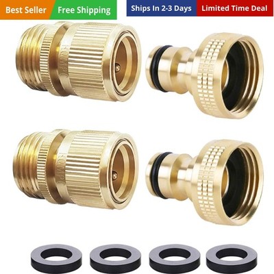 Garden Hose Quick Connect Solid Brass Quick Connector Garden Hose Fitting Wat...