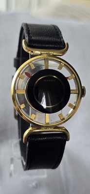 Herren Vintage vergoldete Juvenia Mystery Dial 17 Jewel Halbskelett Armbanduhr