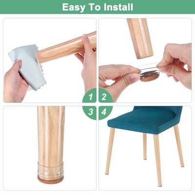 24-Pack Chair Leg Floor Protectors - Silicone Cups For Hardwood Floors & Carpets, Transparent Brown