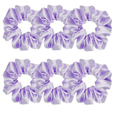 6 Pcs Satin Silk Hair Scrunchies, Light Purple 4.5 Inch, Soft Fashion Hair Ties