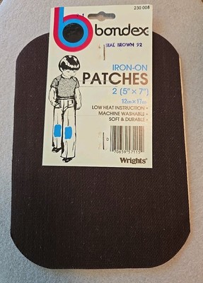 Bondex Iron On Patches Pkg of 2 Seal Brown 5'' x 7'' NEW
