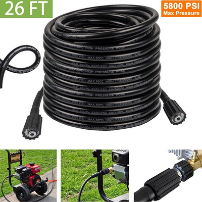 #ad 26 FT High Pressure Washer Hose 5800 PSI M22 14MM Power Washer Extension Hose $17.75