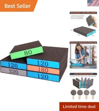 6 Pack Washable Sanding Sponges – Versatile Grit 80/120/180/220 for All Projects