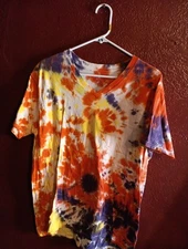 Men's Gilden Tee Shirt Large Orange Yellow navy