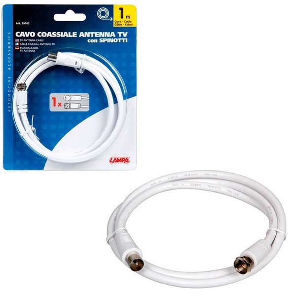 LAMPA Cable Coaxial para Antena TV GLOBO 1M con Conectores TV/SAT LAMPA