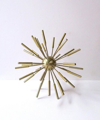 Brass Sputnik Sculpture Decorative Object MCM 9'' Diameter Metal Starburst Atomic