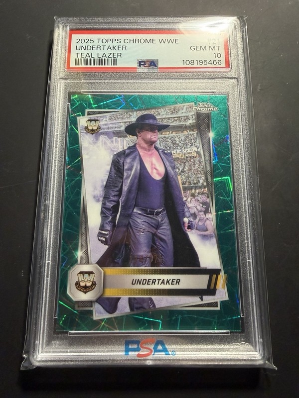 2025 Topps Chrome WWE Undertaker #21 Teal Lazer /175 PSA 10