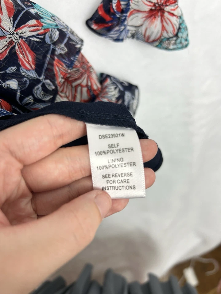 Vestido Ark NC Para Mujer Pequeño Azul Floral Vestido Transparente Top Talla Pequeña Foto 4 de 4