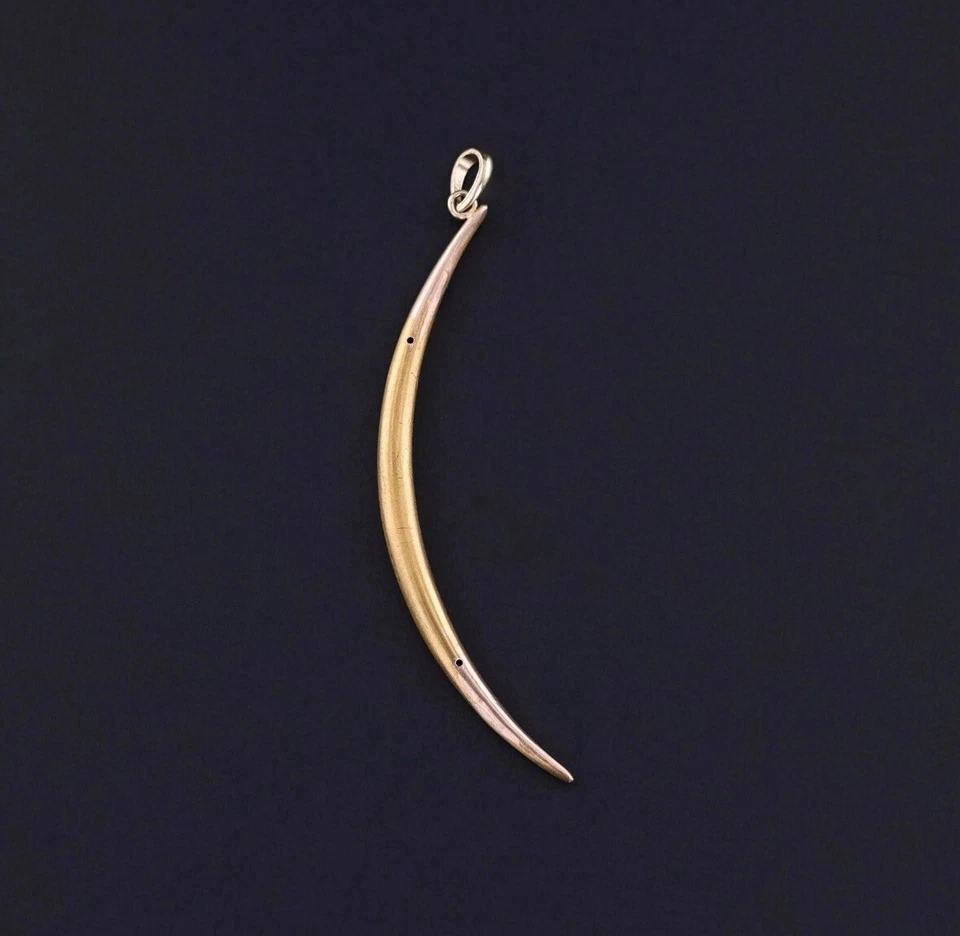 pingente antigo de ouro 14k esmalte lua crescente charme floral celestial - Imagem 3 de 4