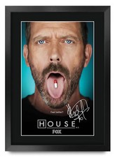 House MD Hugh Laurie Gift Idea Printed Framed Autograph A3 Poster for TV Fans