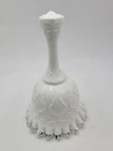 Fenton White Spanish Lace Silver Crest Milk Glass Ruffle Dinner Bell