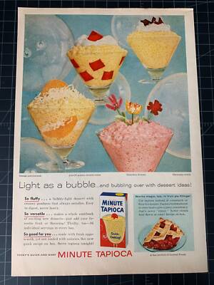 Vintage 1958 Minute Tapioca Pudding Print Ad
