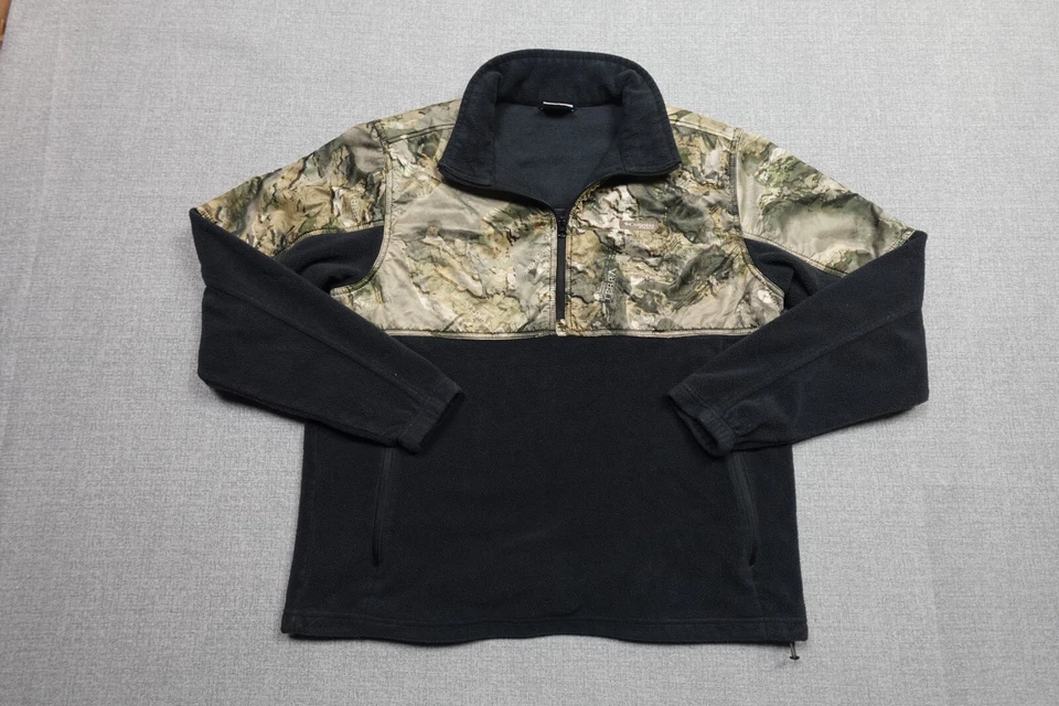 Columbia PFG Camuflaje Polar Para Hombres XL Negro Mossy Roble Cuarto Cremallera Pullover Pesca Foto 4 de 4