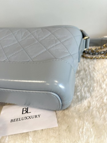 1000% AUTH! RARE🦄 Chanel Gabrielle Baby Blue Grey 💙🤍 Hobo Shoulder Bag! - Picture 6 of 12