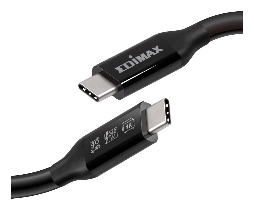 Edimax Cavo USB C UC4 SERIES 240W Usb4 Thunderbolt 3 Black 0,5m UC4 005TB - Immagine 2 di 3