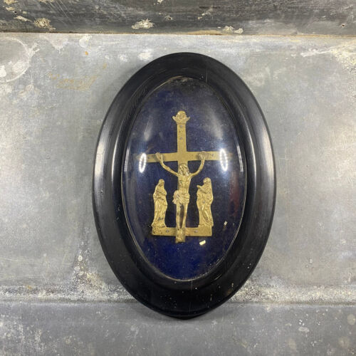 Cadre reliquaire Christ en laiton (Christ XVIIème et cadre Napoleon III, XIXème - Foto 4 di 7
