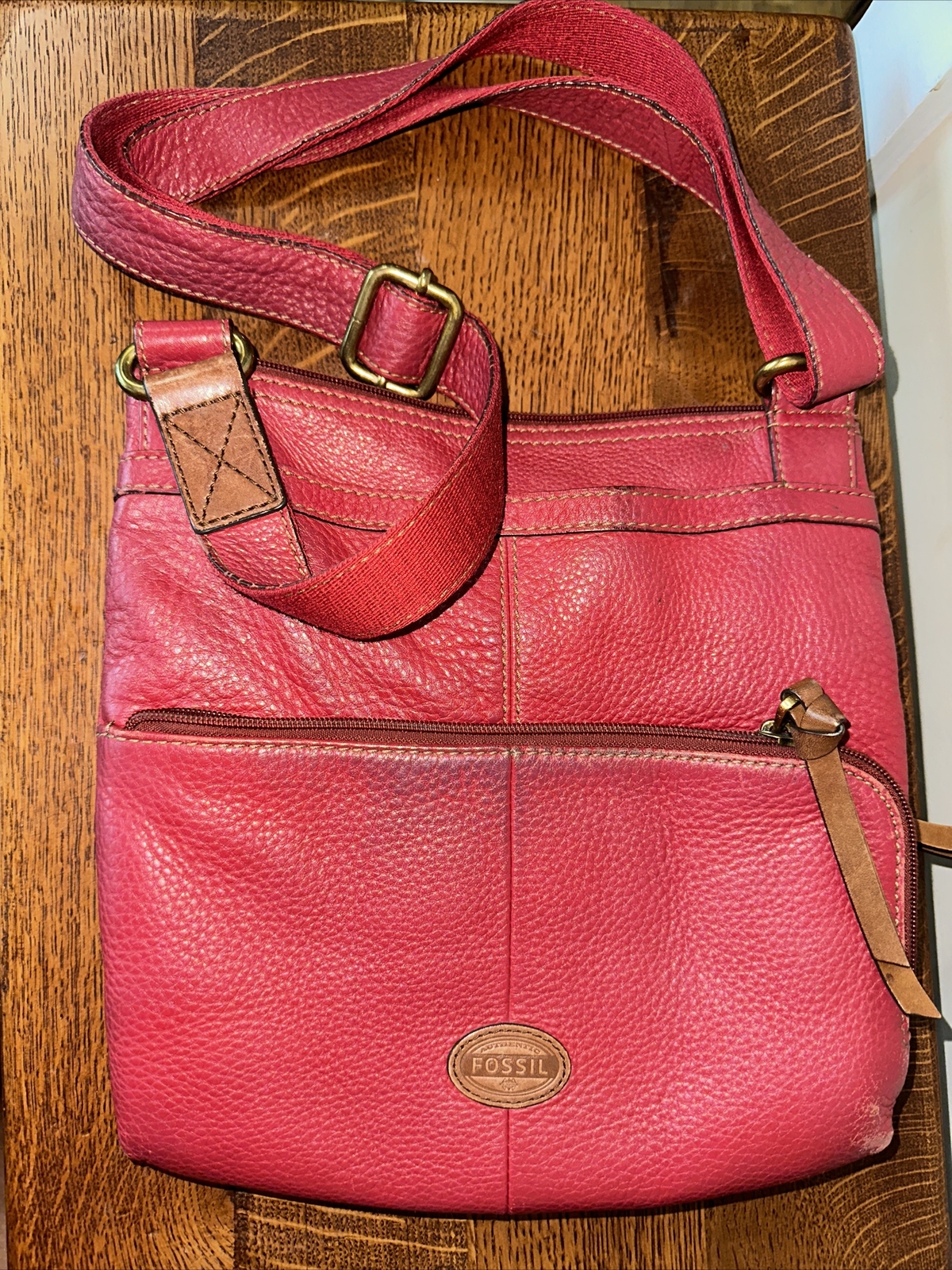 FOSSIL MORGAN RED LEATHER MUTI-FUNCTION CROSSBODY… - image 2