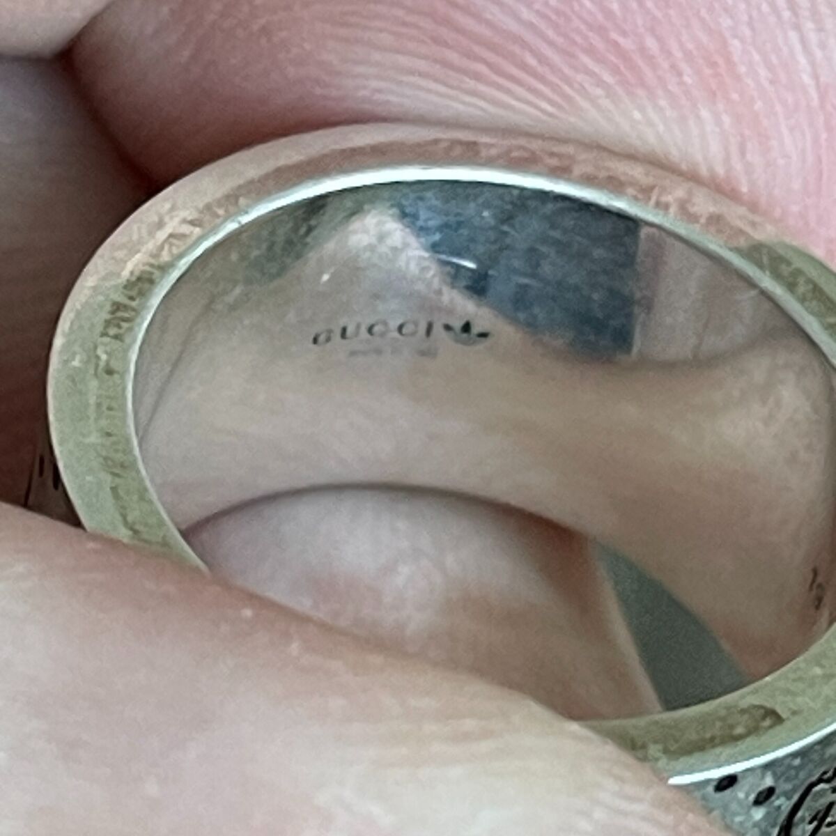 GUCCI X Adidas 702768 Engraved Ring Silver Ag925 GG Logo GUCCI X Adidas 702768 Engraved Ring Silver Ag925 GG Logo