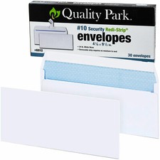 Quality Park 69112 #10 Security Red-Strip Envelopes, 4-1/8 x 9-1/2", Box of 30