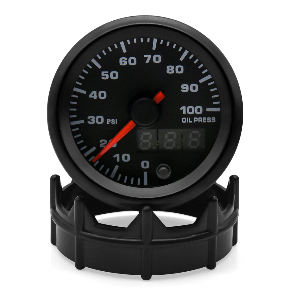 52mm Digital&Pointer 7 Color LED Oil Pressure Gauge 0-100 Psi Meter with Sensor - Image 3 of 4