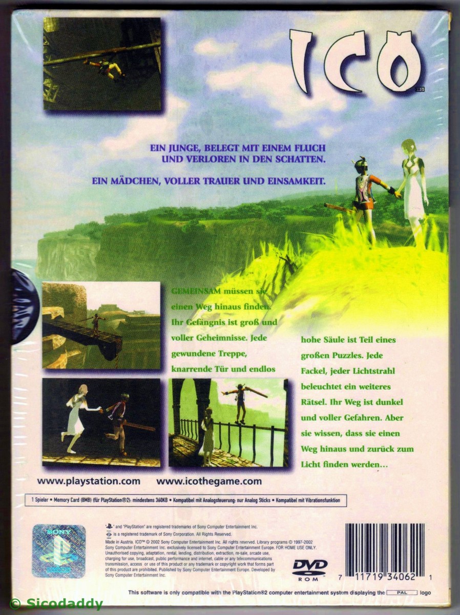 PS2 Ico Limited Edition (2001) UK/Euro Pal, German Boxtext