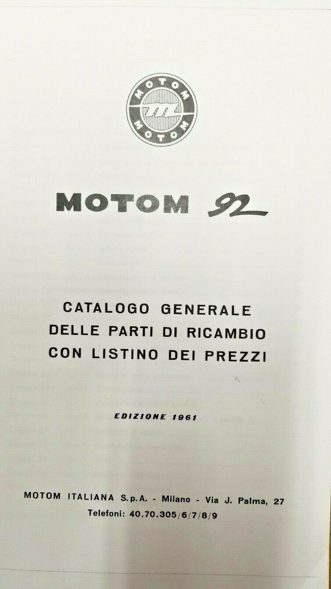 トモページ Motom 92 Parts Manual Parts Book | eBay