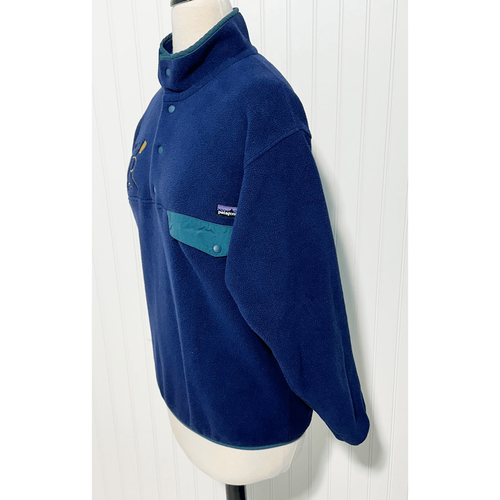 Patagonia Synchilla T Snap Men's Peddie Crew Fleece Jacket Blue Size Small - Picture 8 of 13