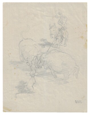 Signed Original EDWARD QUIGLEY Study Drawing for Pendleton Woolen Mills Ad
