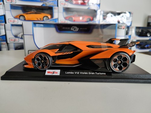Genuine Maisto Lamborghini Lambo V12 Gran Turismo 1:18 Orange Diecast Car - Picture 2 of 5