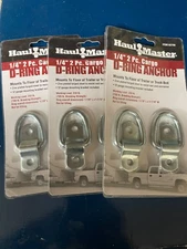NEW SEALED Haul Master 1/4" 2 pc. Cargo D-ring Anchors (Lot of 3 Packs)