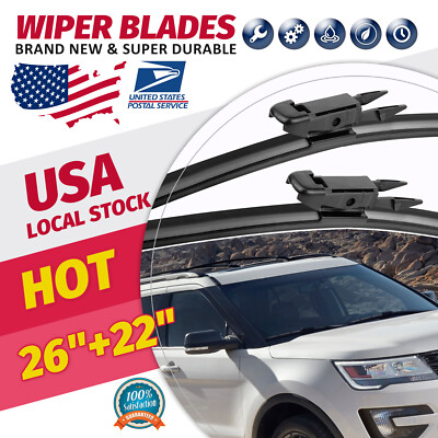 26''+22'' Durable Quality Windshield Wiper Blades All Season For Ford Explorer New