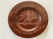 RARE 1950's Ashtray Havana Cuba Etched Wood Cigar EL MORRO FORTRESS LIGHTHOUSE