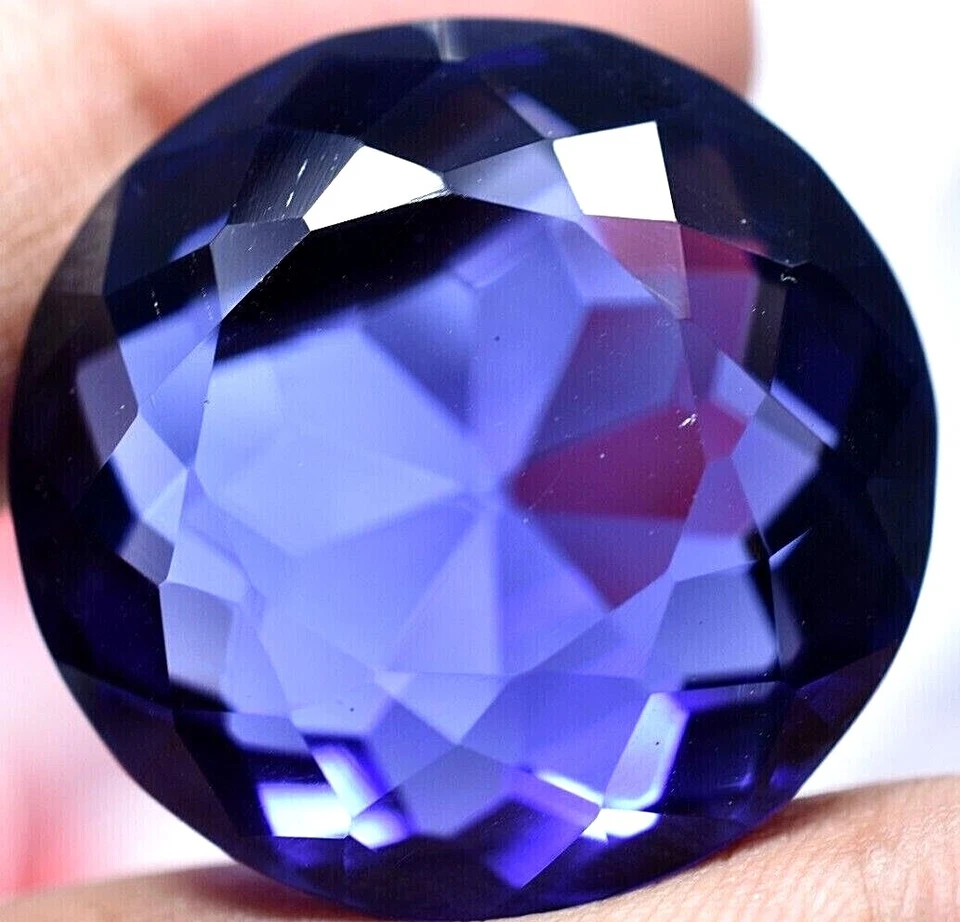 Lab Created 73.70 Ct Violet Blue Tanzanite GGL Certified Sparkling Round Cut Gem - Image 3 of 4