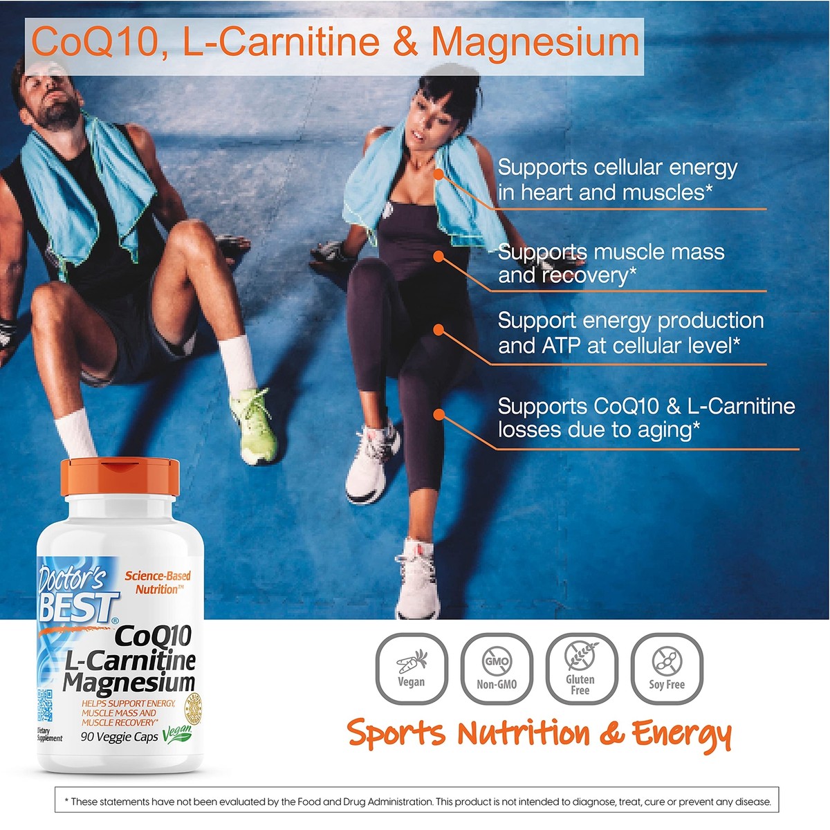coq10 l carnitine magnesium Doctor's Best CoQ10 L-Carnitine Magnesium Supplements 90 Count Energy  Recovery