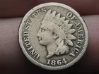 1864 Copper Nickel CN Indian Head Cent Penny- VG/Fine Details