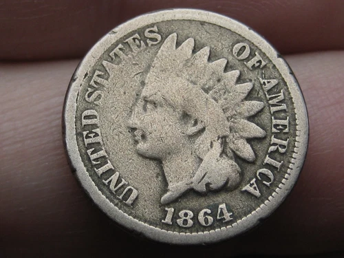 1864 Copper Nickel CN Indian Head Cent Penny- VG/Fine Details