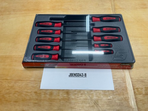 Snap-on Tools USA NEW 10pc RED Soft Grip SAE Ball Hex Screwdriver Set SGAB1000BR - 第 1/8 張圖片