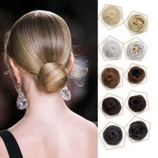 Drawstring Clip in High Bun Hair Extension Straight Hairpiece Natural as Human