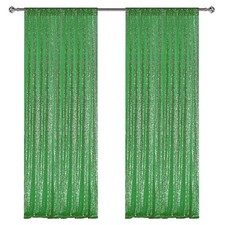 2 8FT-2PCS Grass Green Sequin Backdrop Curtains Panels Photography Backdrop G...
