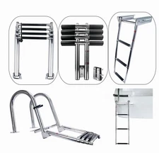 2/3/4 Step Boat Ladder Stainless Steel Heavy Duty Sliding Ladder Boarding Ladder