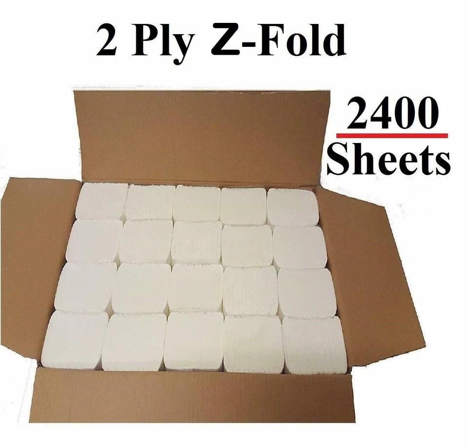 A406 Luxury White 2ply Z Fold C Fold Paper Hand Towels MultiFold Case of 2400 Napkins