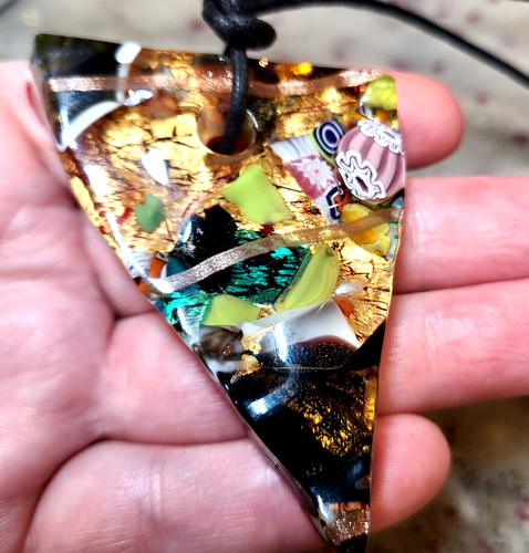 TOMMASI MURANO GLASS PENDANT ABSTRACT ART INLAY MADE IN MURANO $ 65 TOMMASI