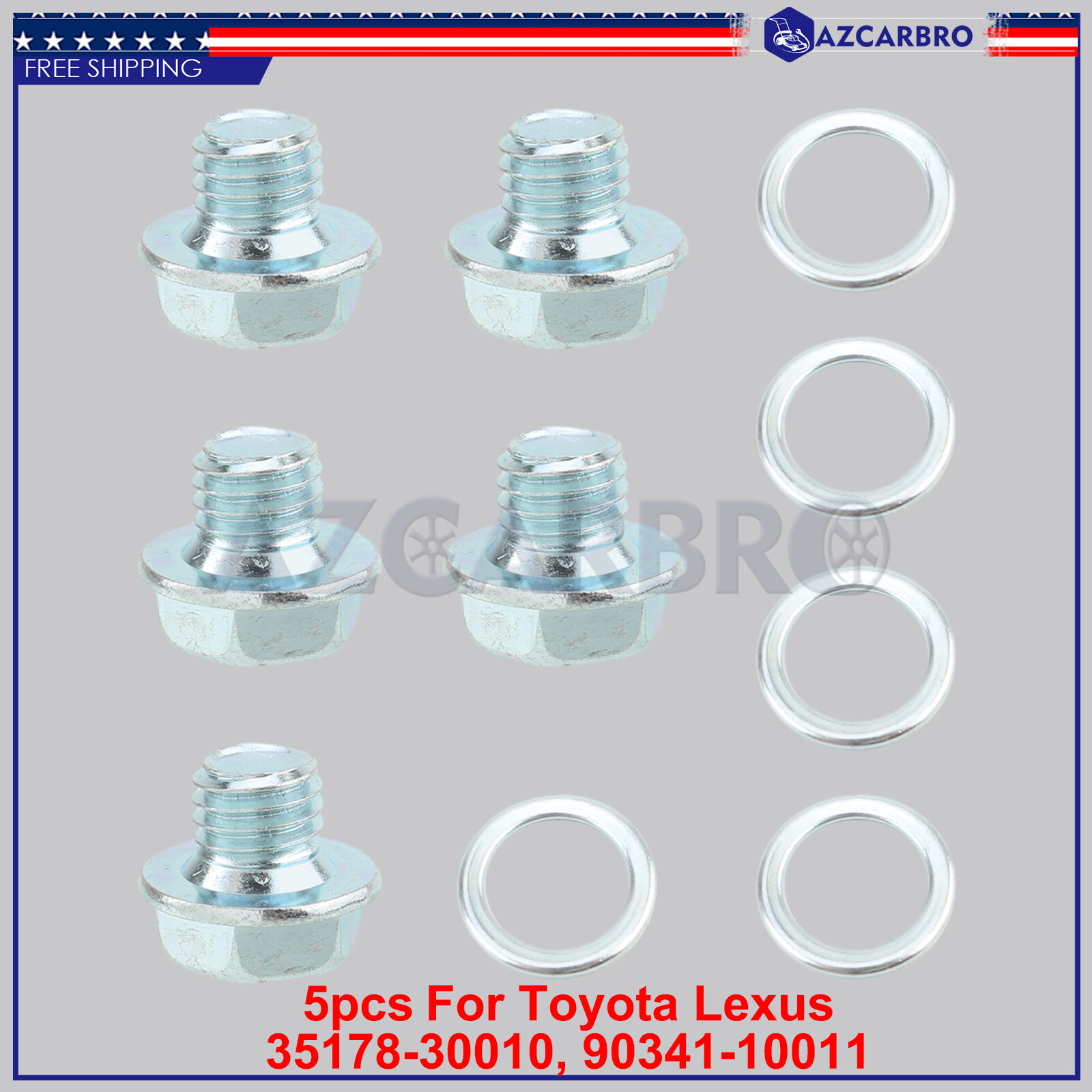 5X FOR TOYOTA LEXUS TRANSMISSION DRAIN PLUG W/ GASKET 90341-10011 ...