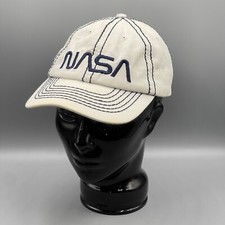 NASA Mens Baseball Cap White Black Official Logo Adjustable Space Rocket Houston