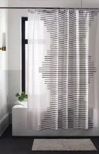 Project 62 Fringe Stripe Shower Curtain White    Blue / White