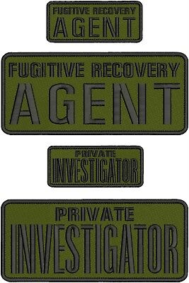PRIVATE INVESTIGATOR EMB PATCH 4X10 AND 2X5 HOOK ON BACK OD//BLK