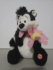 Pepe Le Pew Talking Plush Stuffed Skunk Valentine Flower I Pick You WORKS