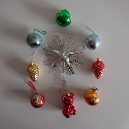Lot 9 boules décorations guirlandes sapin Noël vintage art déco design XX France - Imagen 24 de 120