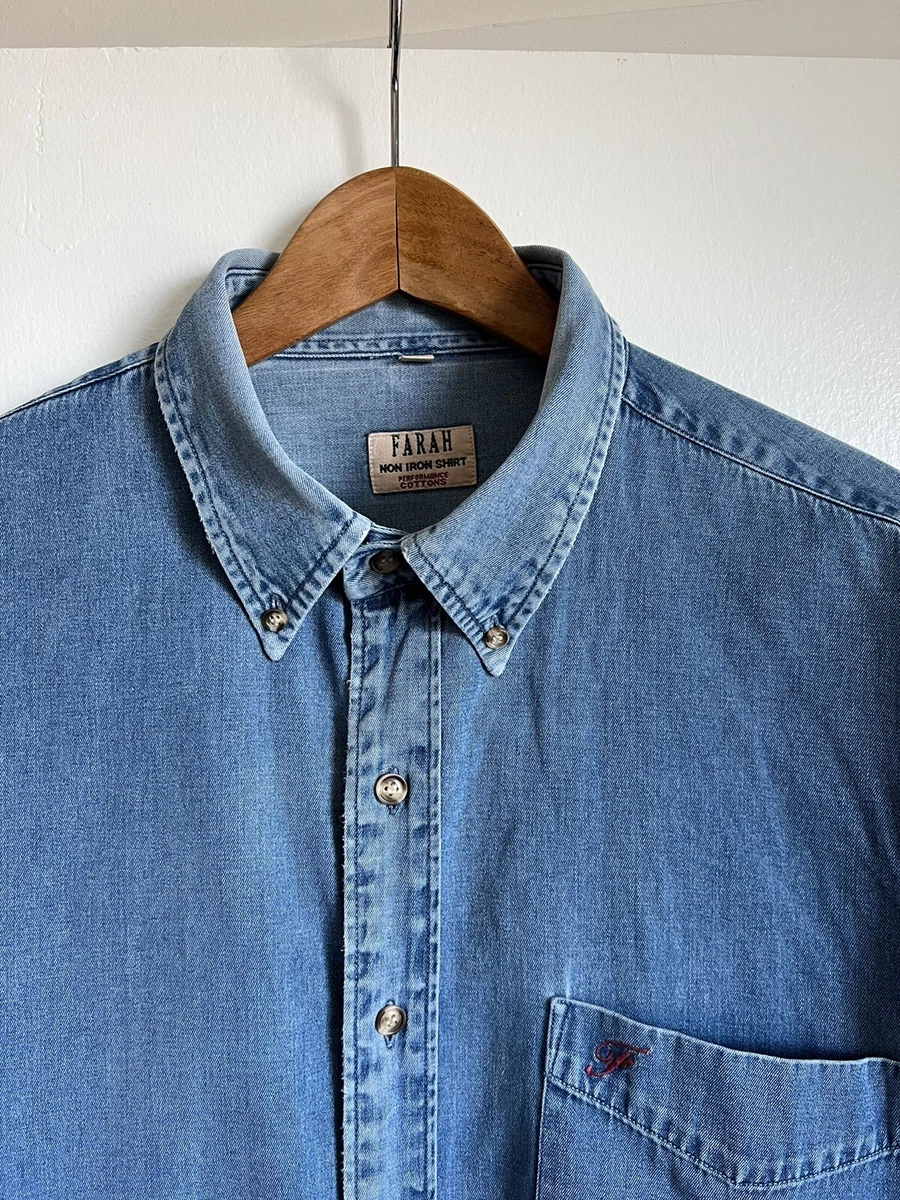 Farah vintage blue jeans shirt button down XL great condition eBay